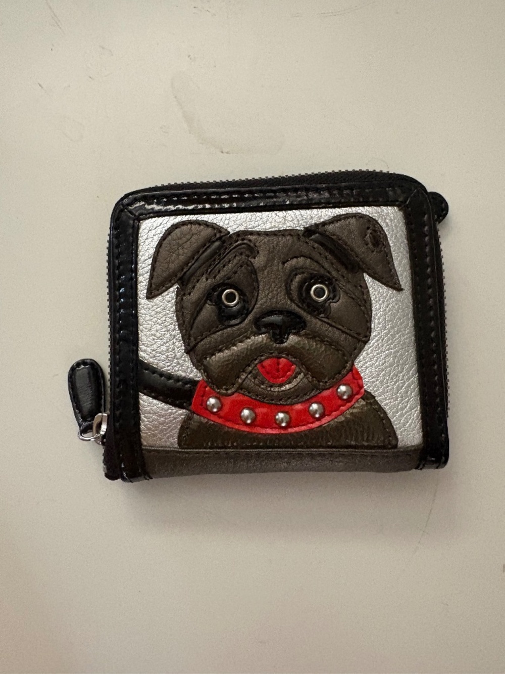 Brighton Pug Dog Black Gray Zippered Wallet - No Strap